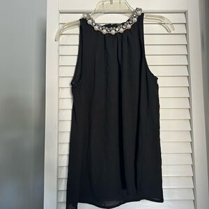Forever 21 Black Sleeveless Top with Pearl Detailing